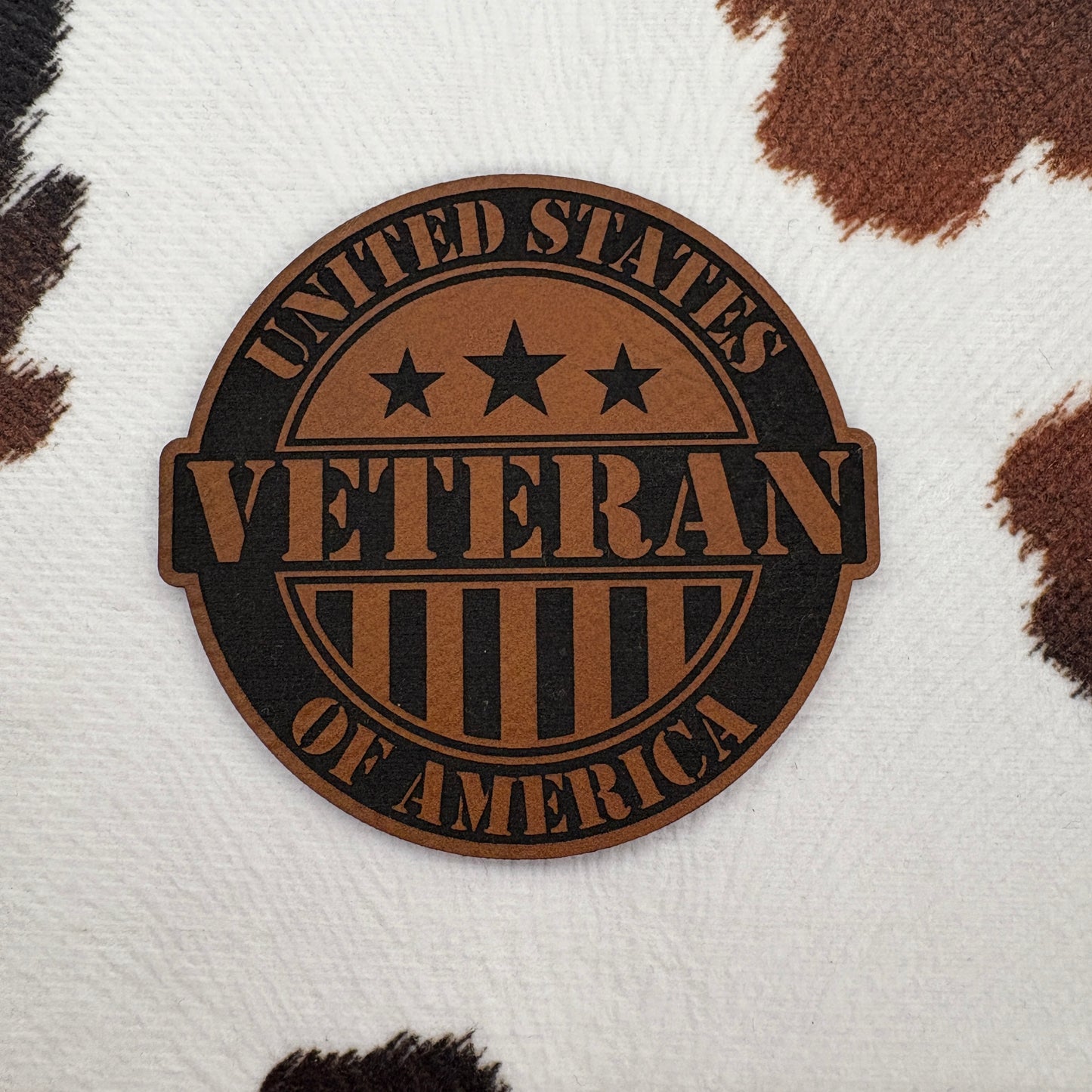 United States of America VETERAN- 2.4” round Leatherette Patch
