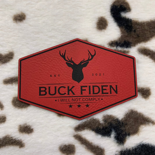 Buck Fiden- 3.4" wide x 2.37" tall Leatherette Patch