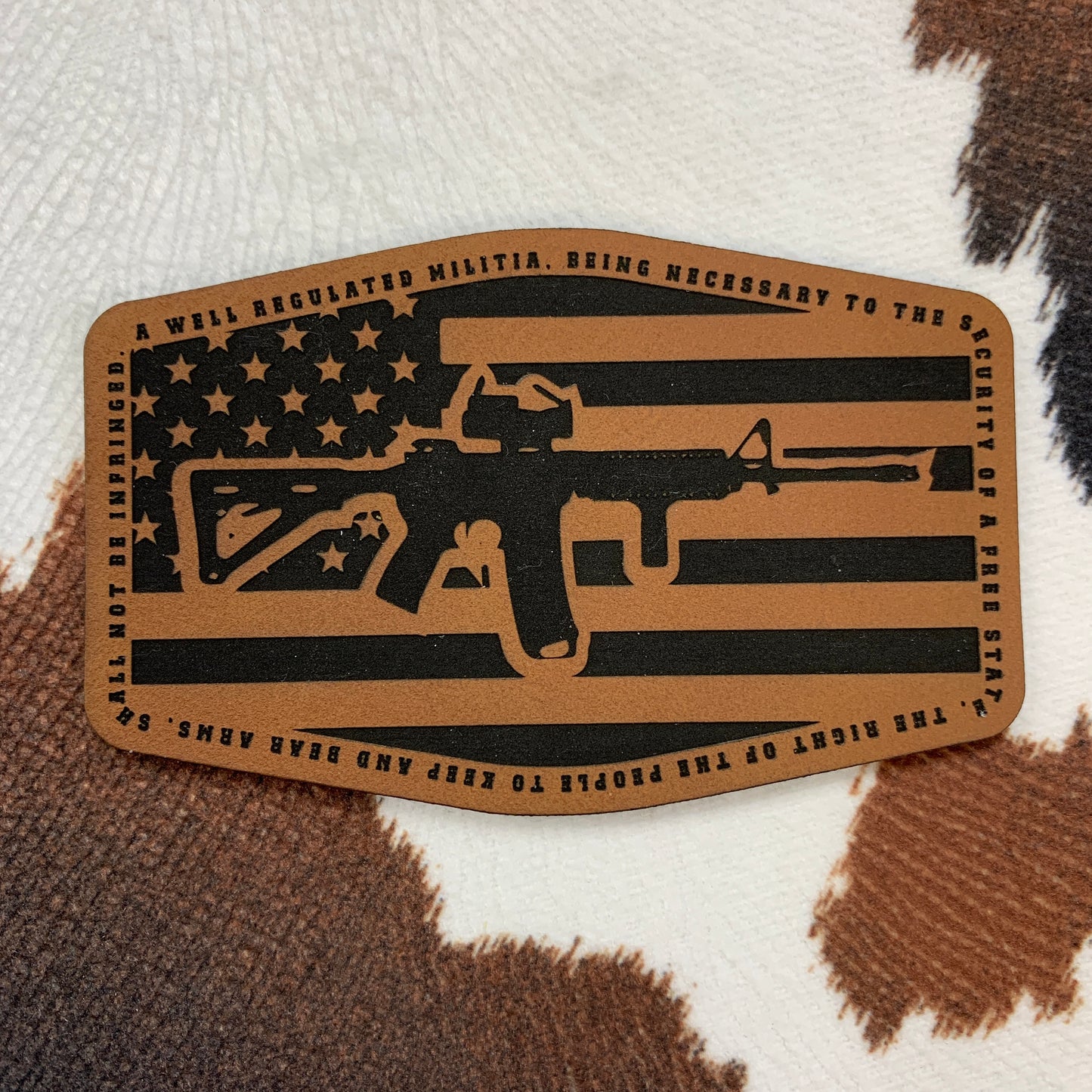 2A Gun Flag- 3.25" wide x 2" tall Leatherette Patch