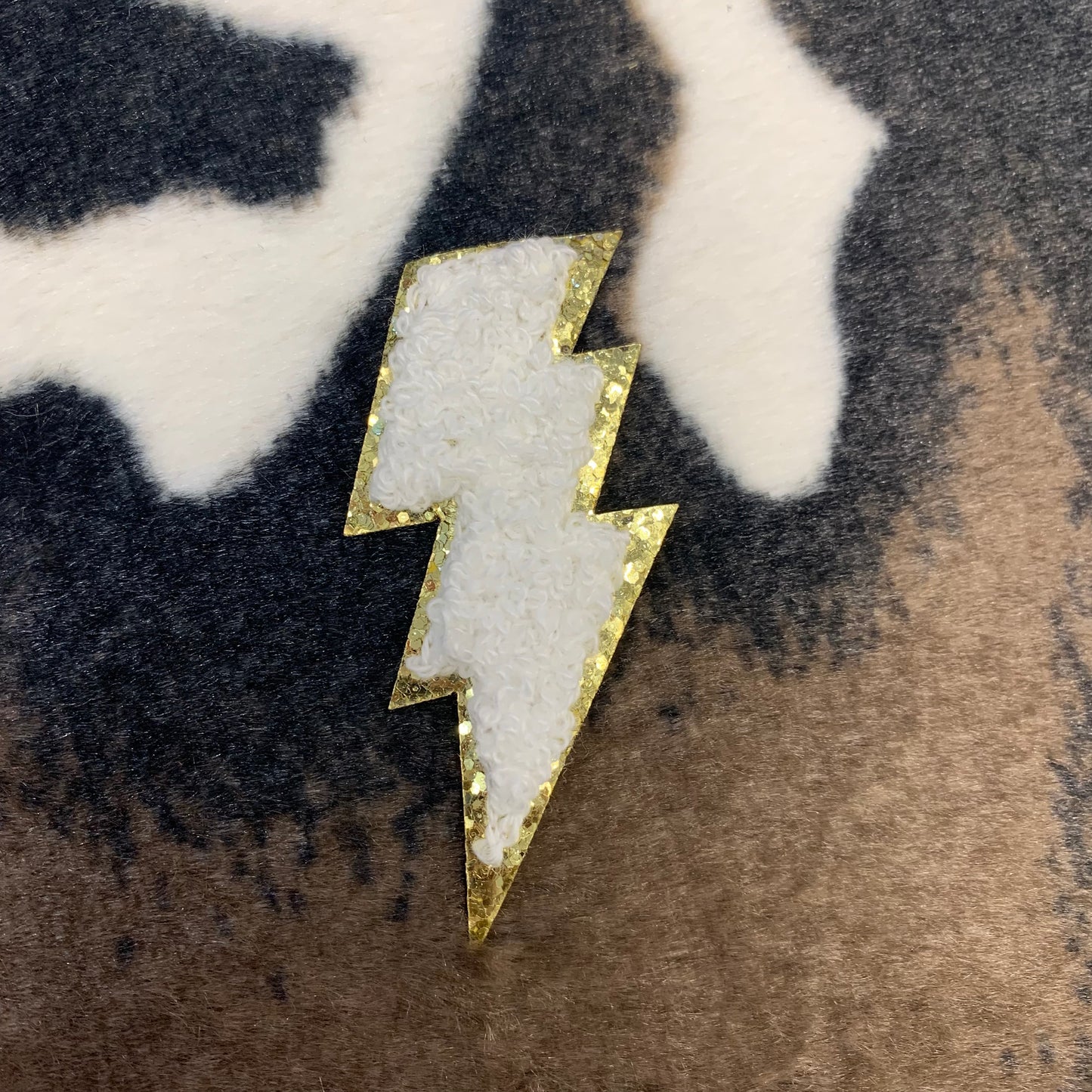 Small Lightning Bolt- 1.25" wide x 2.8" tall Chenille Patch