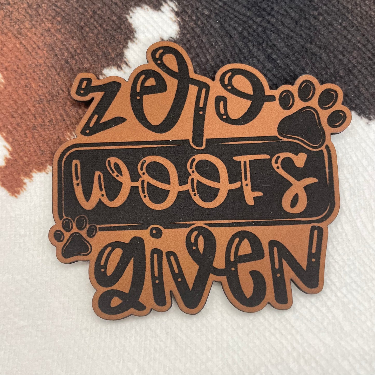 Zero Woofs Given - 2.8" wide x 2.5" tall Leatherette Patch