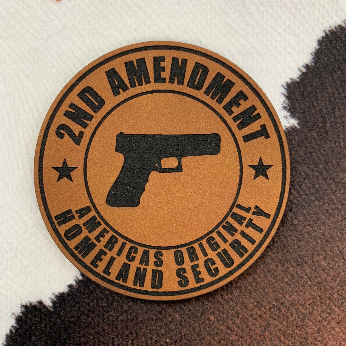 2nd Amendment America's Original Homeland Security- 2.4" round Leatherette Patch