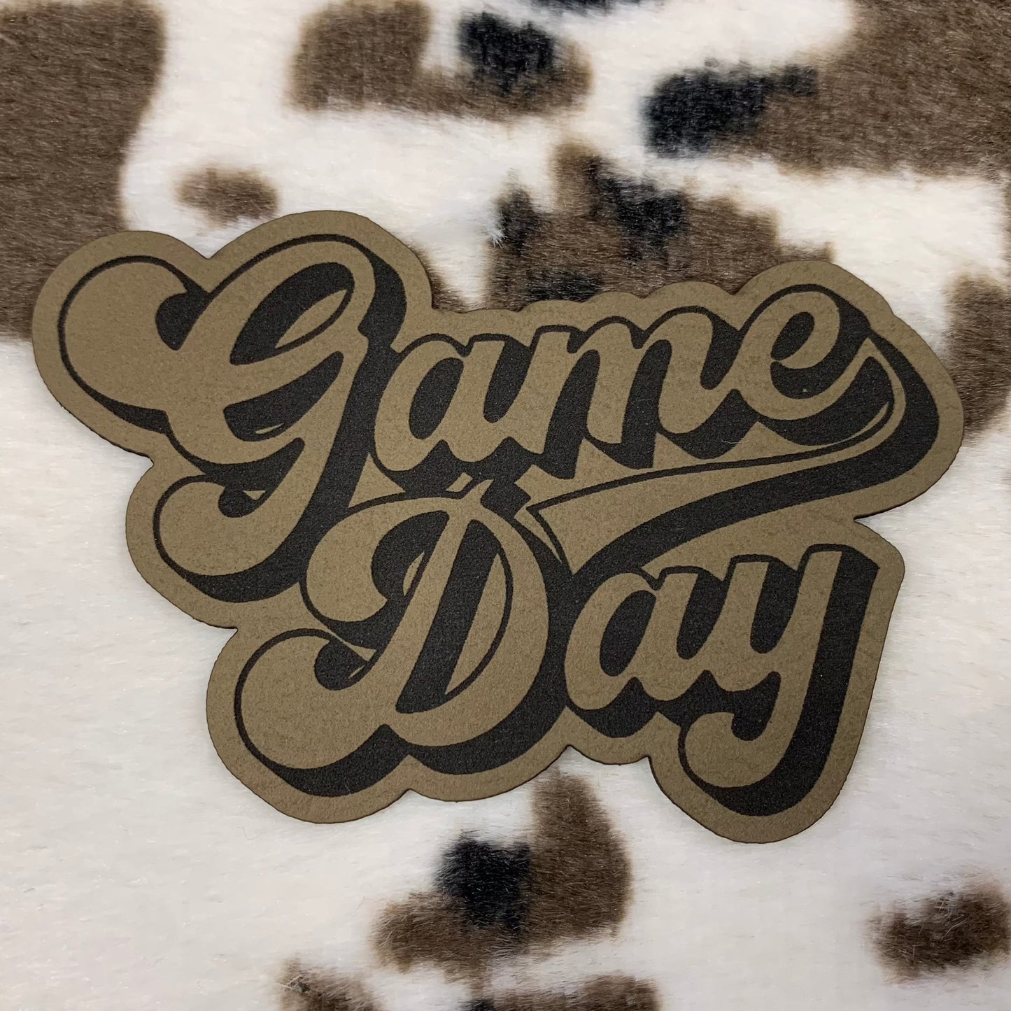 Game Day- 3.25" wide x 2.25" tall Leatherette Patch