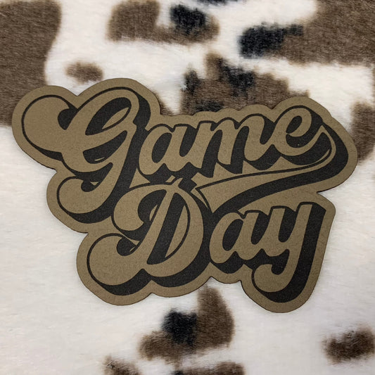 Game Day- 3.25" wide x 2.25" tall Leatherette Patch