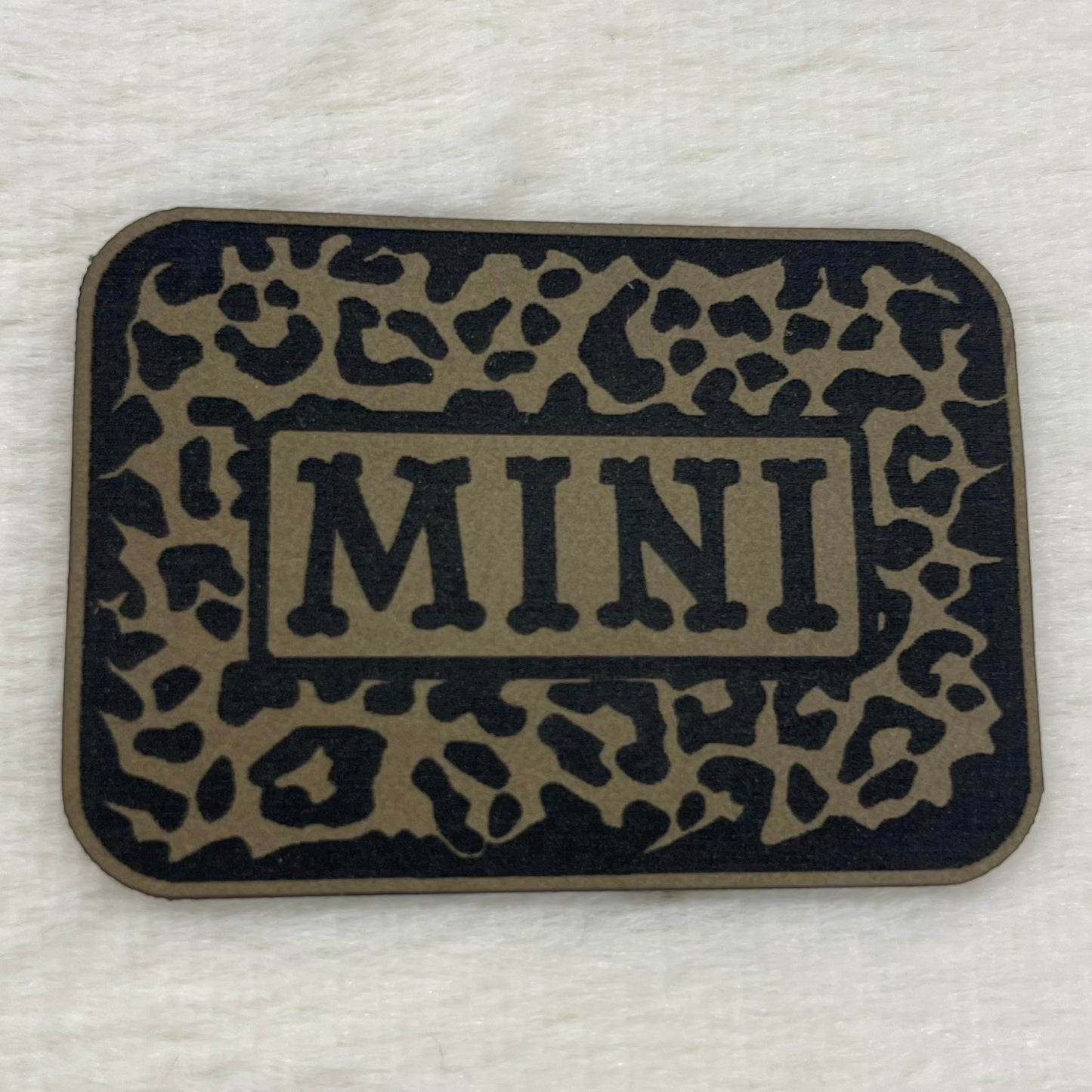 Leopard Mini (youth)- 2" wide x 1.4" tall Leatherette Patch