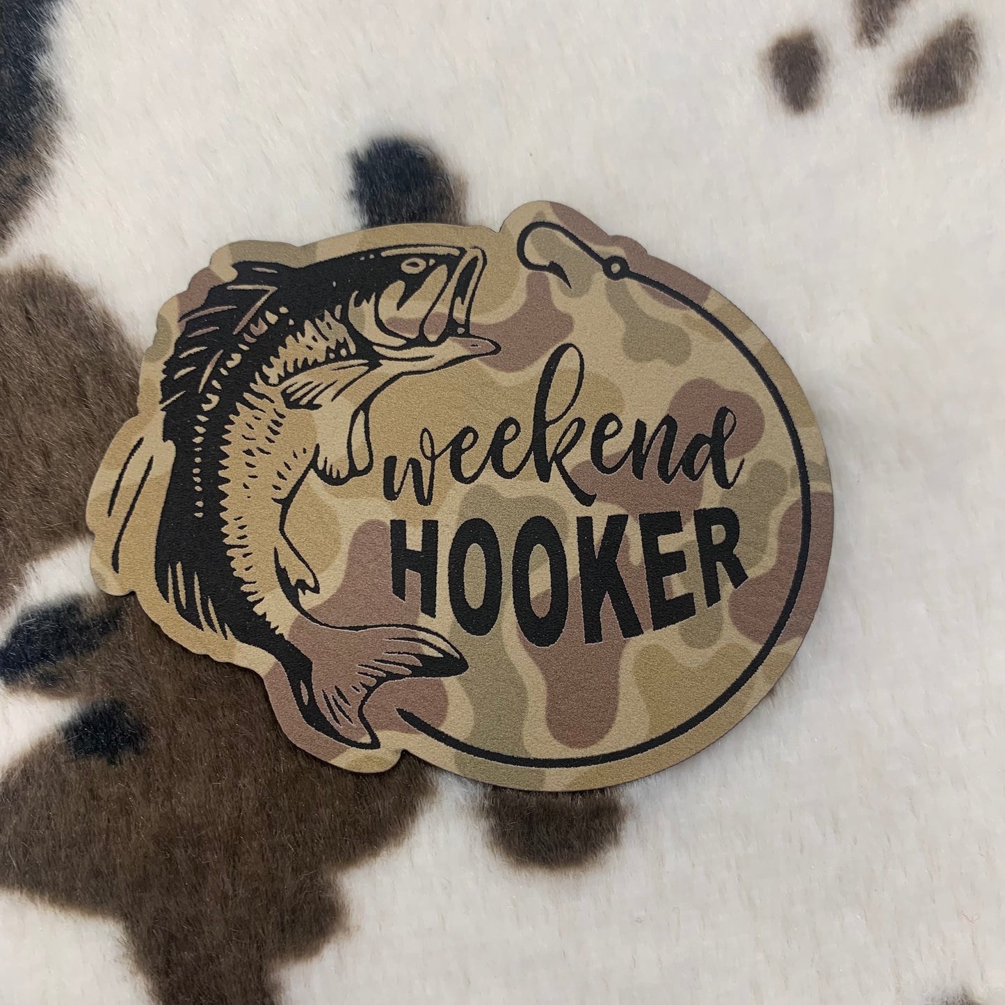 Weekend Hooker- 3" wide x 2.4" tall Leatherette Patch