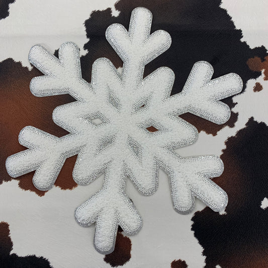 Snowflake- 12.25" wide Chenille Patch