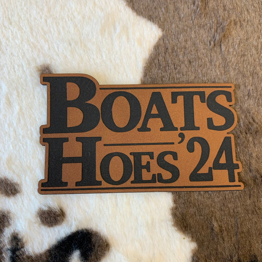 Boats Hoes '24- 3.45" wide x 2.1" tall Leatherette Patch
