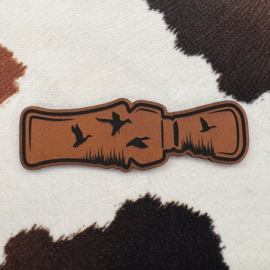 Duck Call- 2.4” wide x 2.35” tall Leatherette Patch