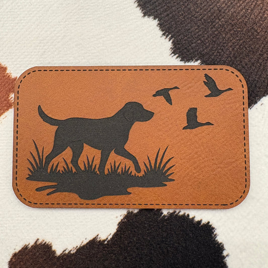 Hunting Dog- 2.4” wide x 2.35” tall Leatherette Patch