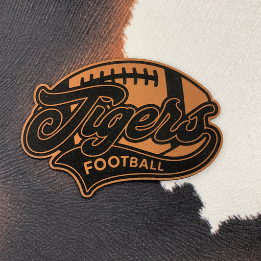 Mascot Football- 3.5" wide x 2.3" tall Leatherette Patch