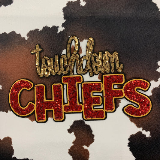 **PREORDER** Touchdown Chiefs- 10.75” wide Sequin (not chenille)