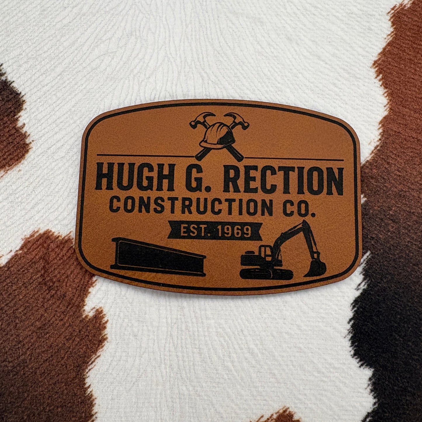 Hugh G. Rection - 2.8” wide x 2.3” tall Leatherette Patch