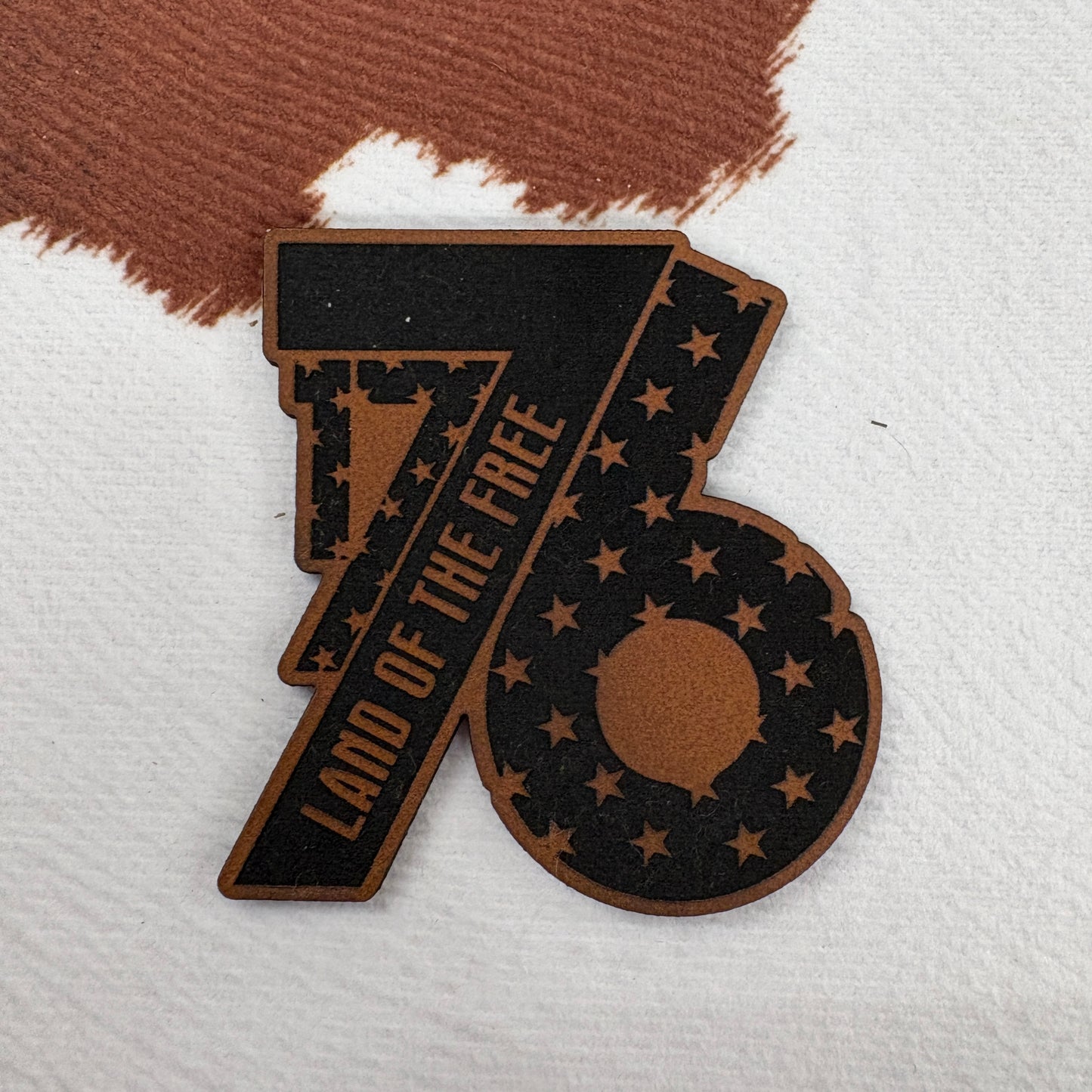 1776 Land of the Free- 2” wide x 2.25” tall Leatherette Patch
