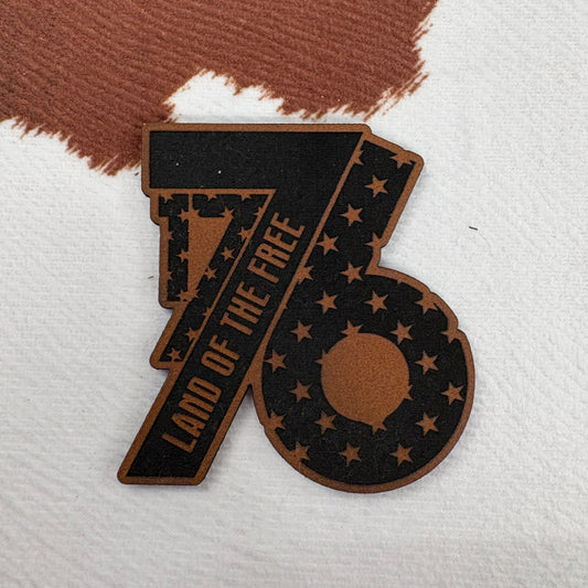 1776 Land of the Free- 2” wide x 2.25” tall Leatherette Patch