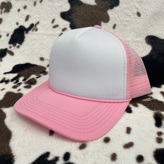 White/Pink Foam Trucker Hat