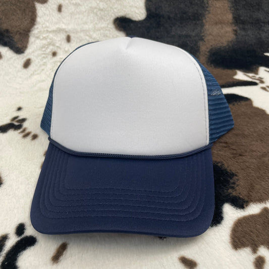 White/Navy Foam Trucker Hat