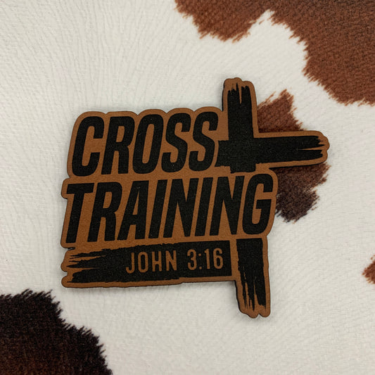 Cross Training John 3:16- 2.75” wide x 2.5" tall Leatherette Patch