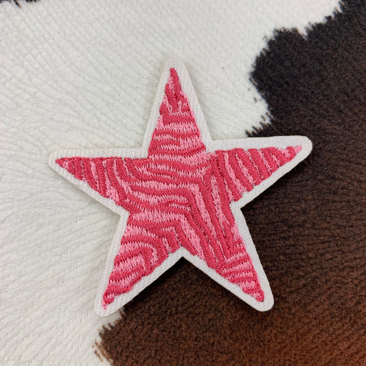 Pink Star- 2.15" wide Embroidery Patch