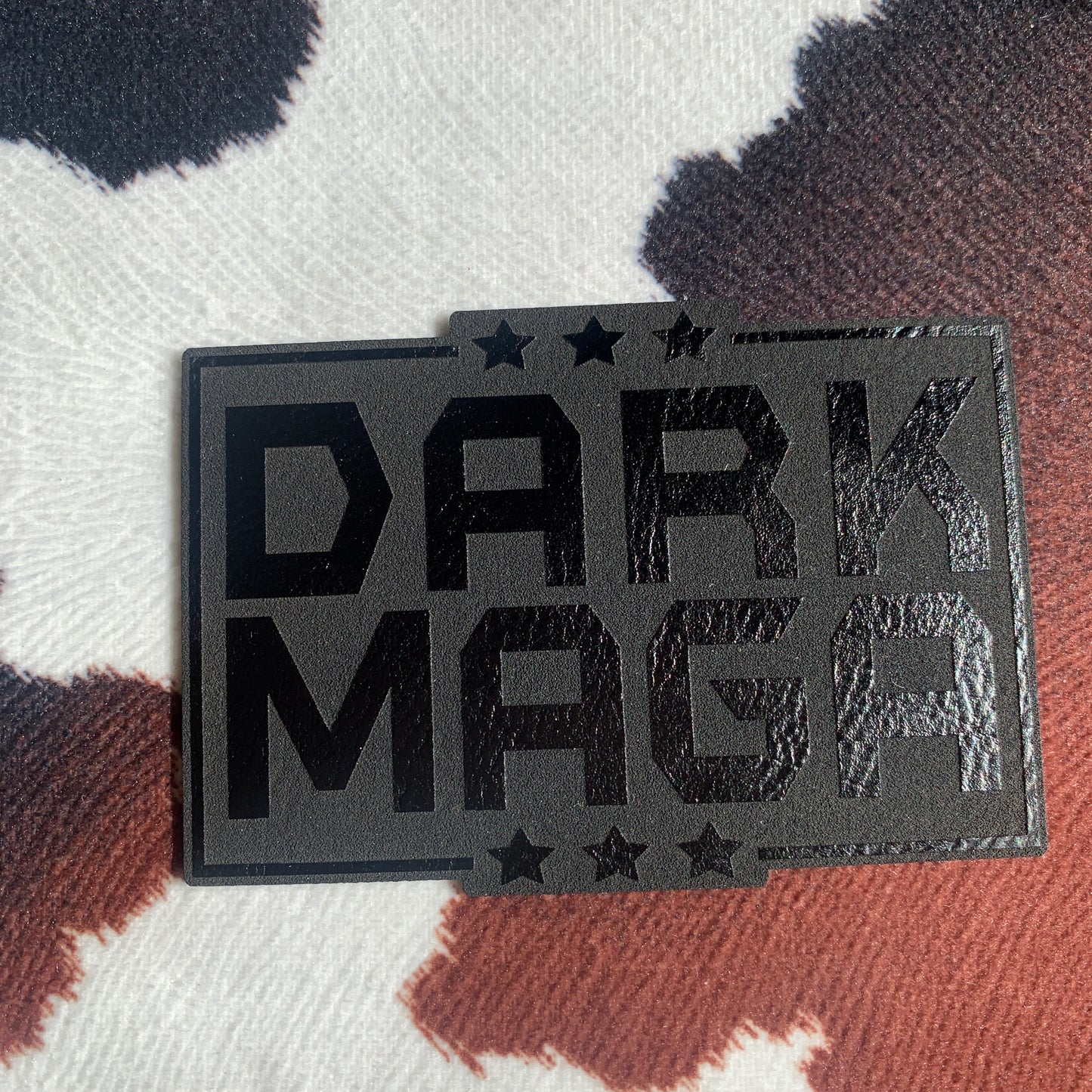 Dark Maga- 3.34" wide x 2.3“ tall Leatherette Patch