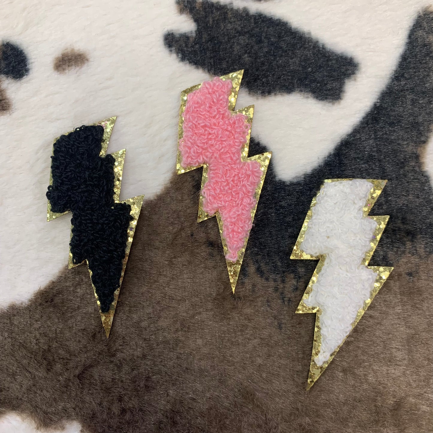 Small Lightning Bolt- 1.25" wide x 2.8" tall Chenille Patch