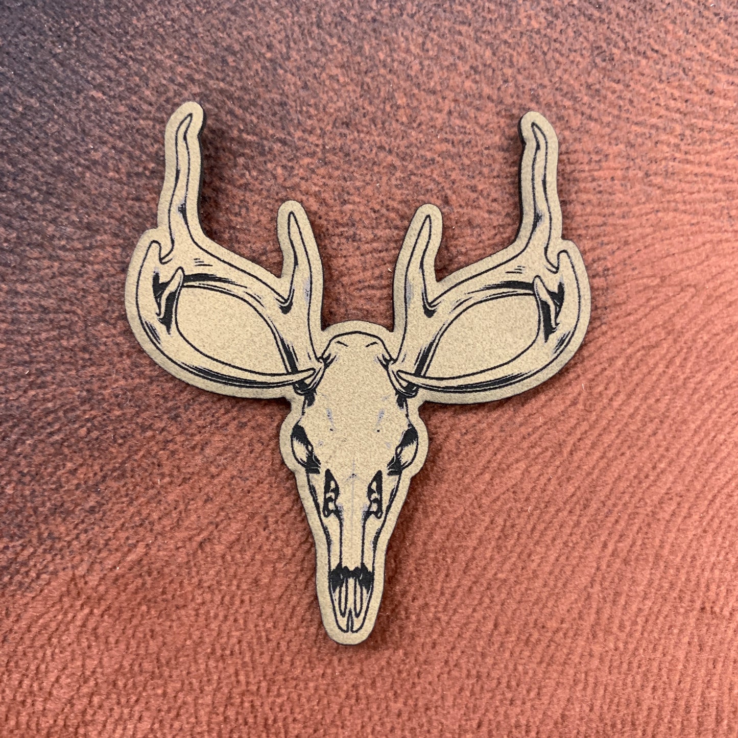 Deer Skull- 2.1" wide x 2.5" tall Leatherette Patch