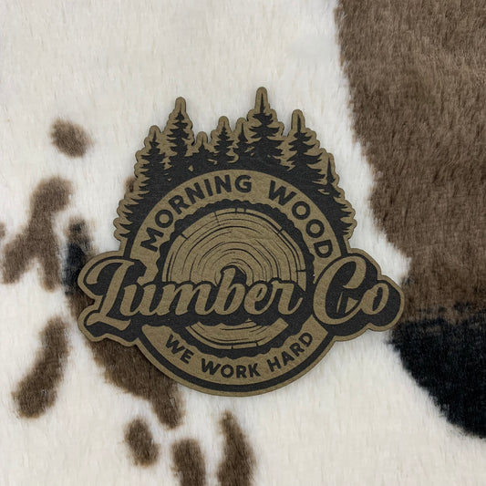 Morning Wood Lumber Company- 2.84" wide x 2.75" tall Leatherette Patch