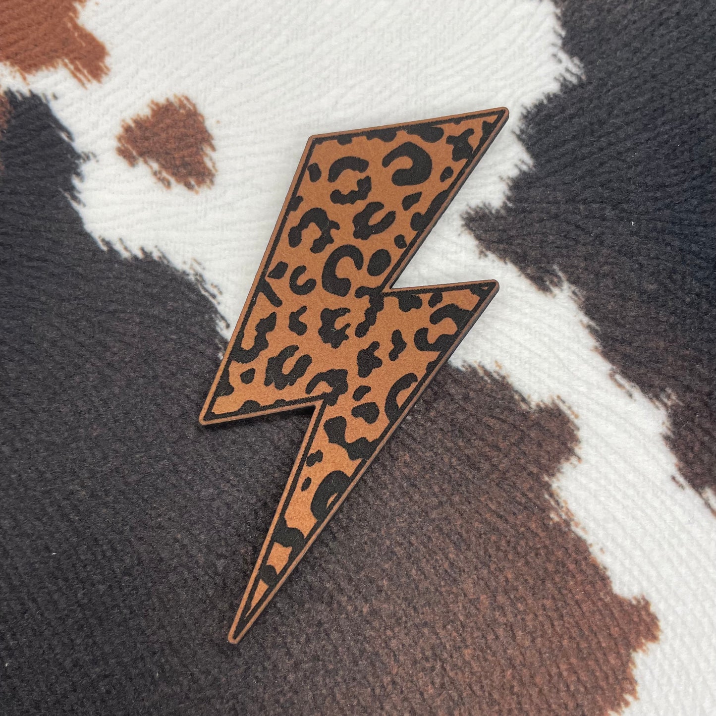 Leopard Lightning - 1.5" wide x 2.75" tall Leatherette Patch