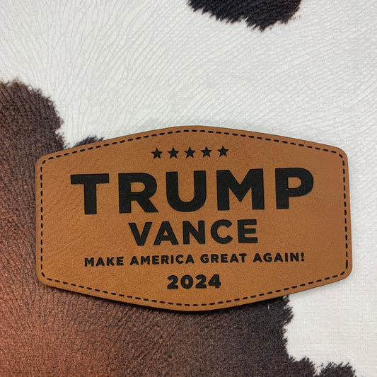 Trump-Vance 2024- 3.65" wide x 2.15" tall Leatherette Patch