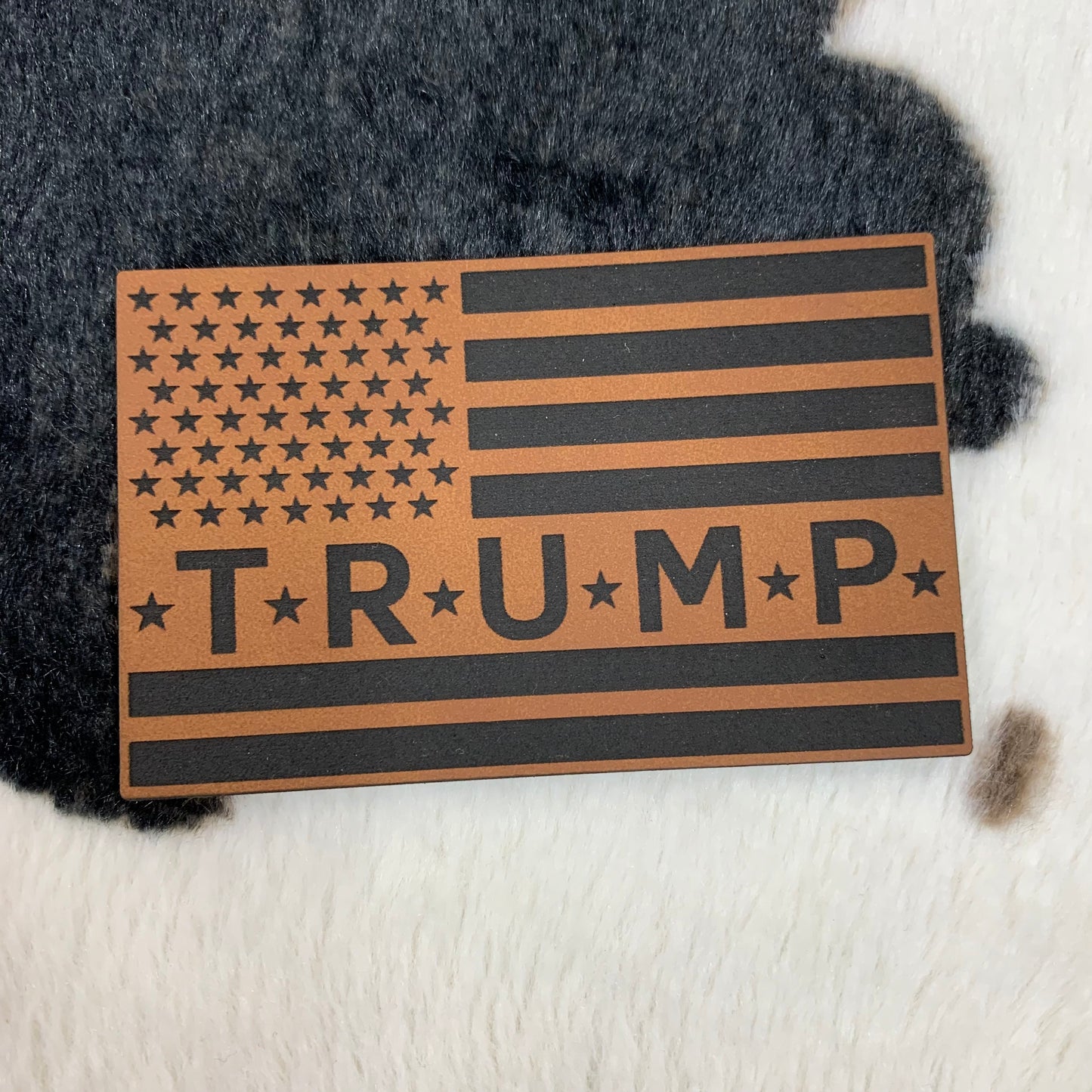 Trump Flag- 3” wide x 2" tall Leatherette Patch