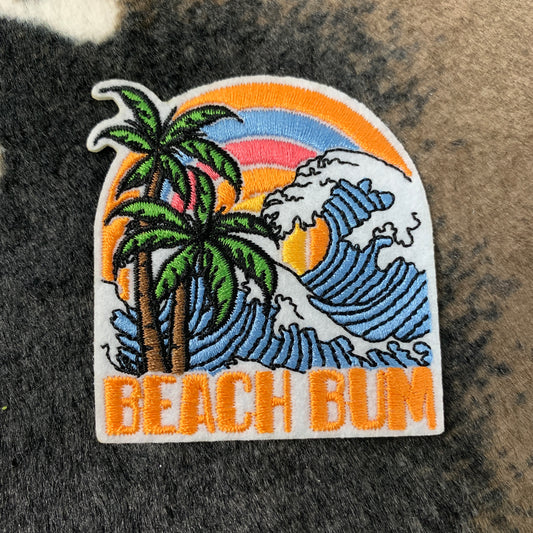 Beach Bum- 2.5" wide Embroidery Patch