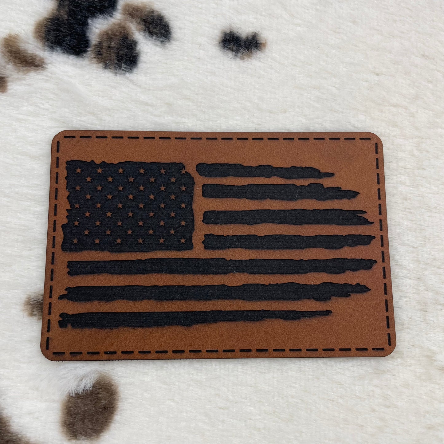American Flag- 3.25" wide x 2" tall Leatherette Patch