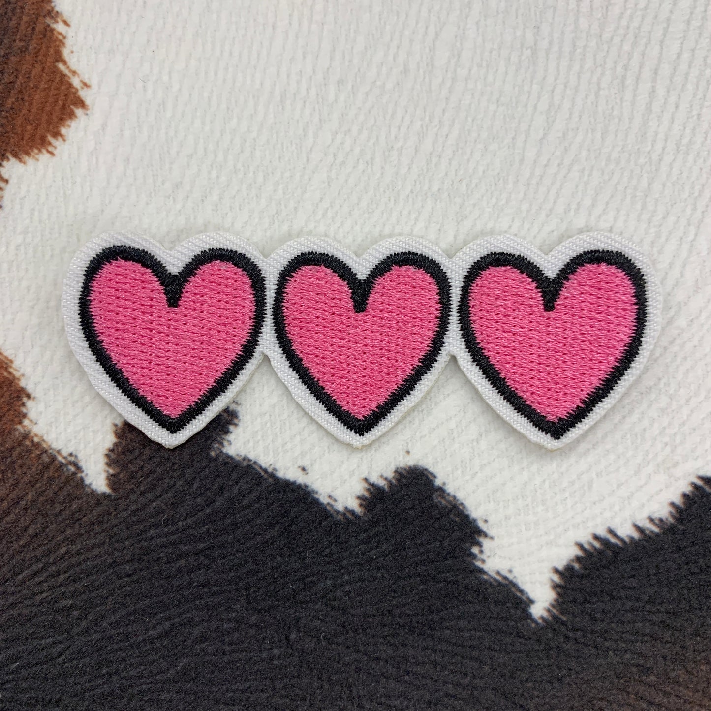 Pink Hearts- 3" wide Embroidery Patch