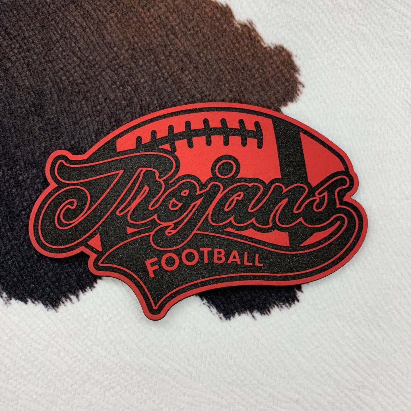 Mascot Football- 3.5" wide x 2.3" tall Leatherette Patch