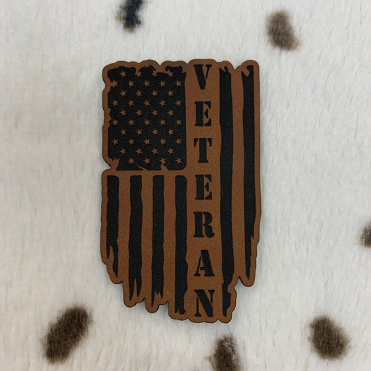 Veteran Flag- 1.7” wide x 2.75" tall Leatherette Patch