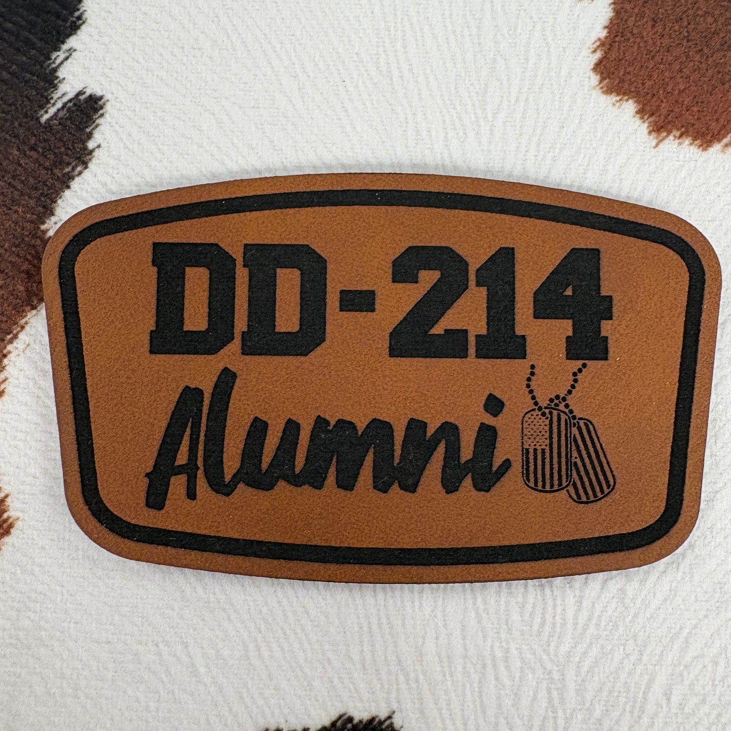 DD-214 Alumni- 3.25” wide x 1.75” tall Leatherette Patch