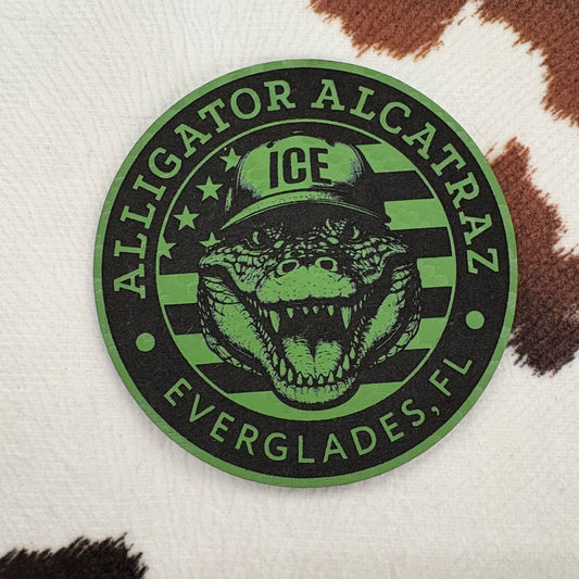Alligator Alcatraz- 2.5" round Leatherette Patch