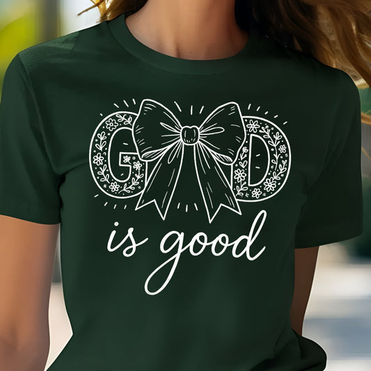 God is Good Bow- Single Color (white)- 11.5" wide Plastisol Screen Print Transfer