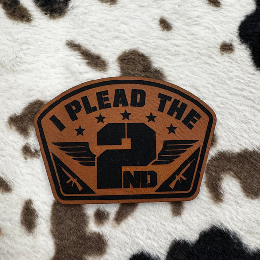 I Plead the 2nd- 3.32" wide x 2.25" tall Leatherette Patch