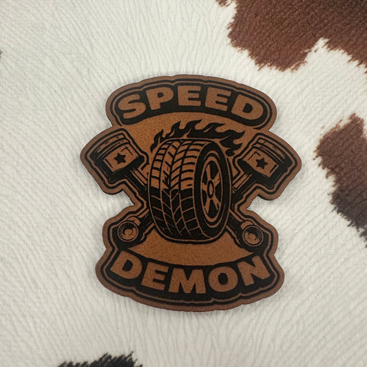 Speed Demon- 2” wide x 2.4” tall Leatherette Patch