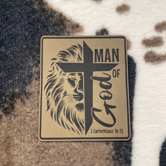 Man of God- 2.15" wide x 2.25" tall Leatherette Patch