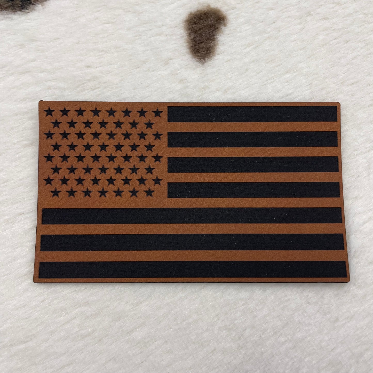 Rectangle American Flag- 3.5” wide x 2" tall Leatherette Patch