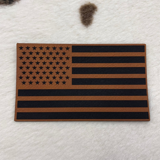 Rectangle American Flag- 3.5” wide x 2" tall Leatherette Patch