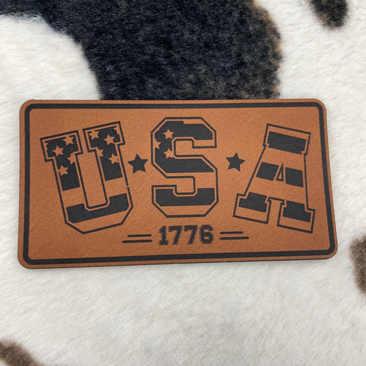 U.S.A 1776- 3.25” wide x 1.75" tall Leatherette Patch