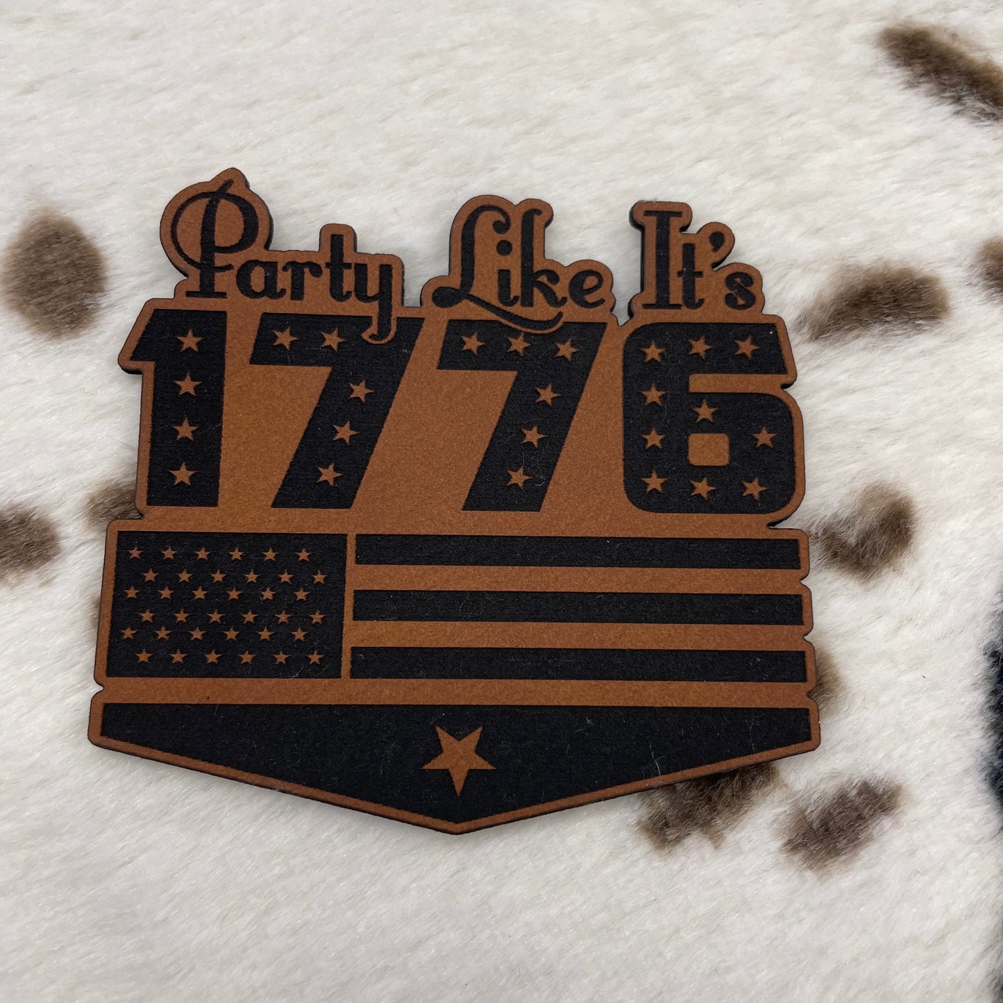 Party Like it's 1776- 2.45” wide x 2.25" tall Leatherette Patch