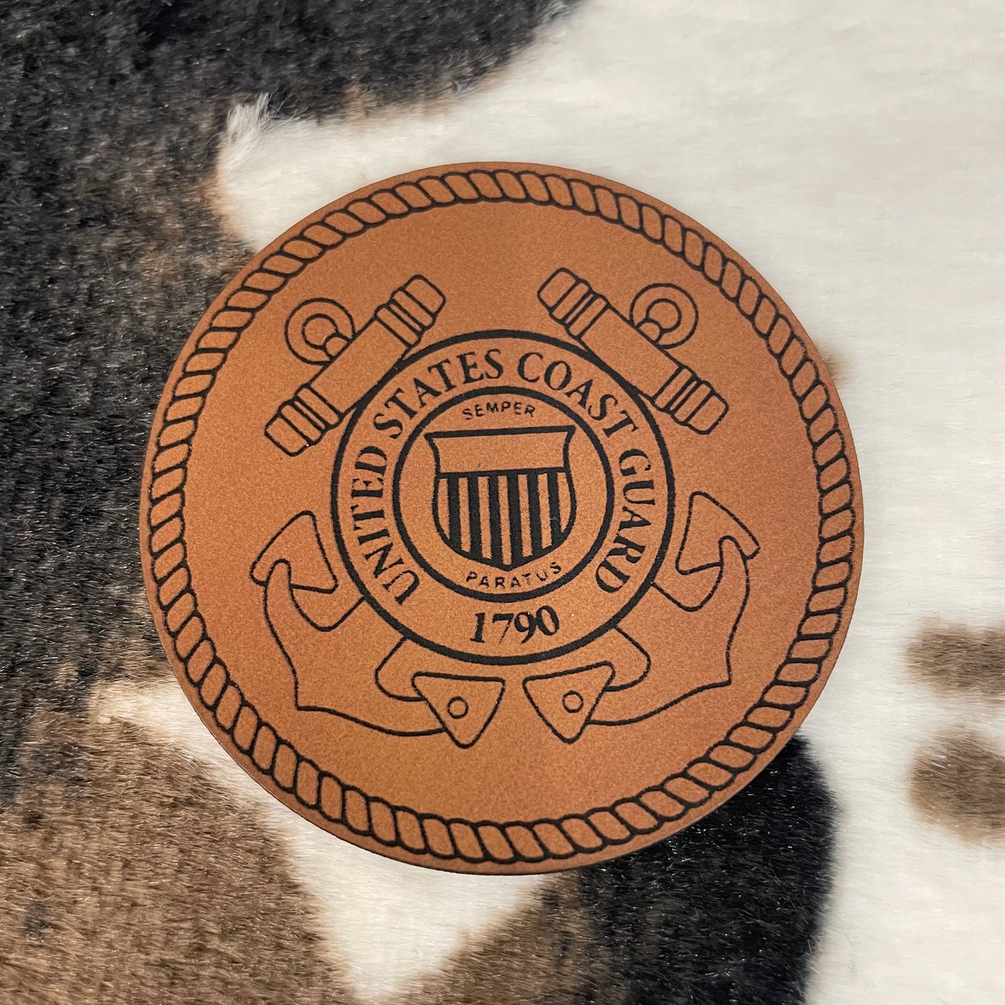 United States Coast Guard- 2.4" round Leatherette Patch