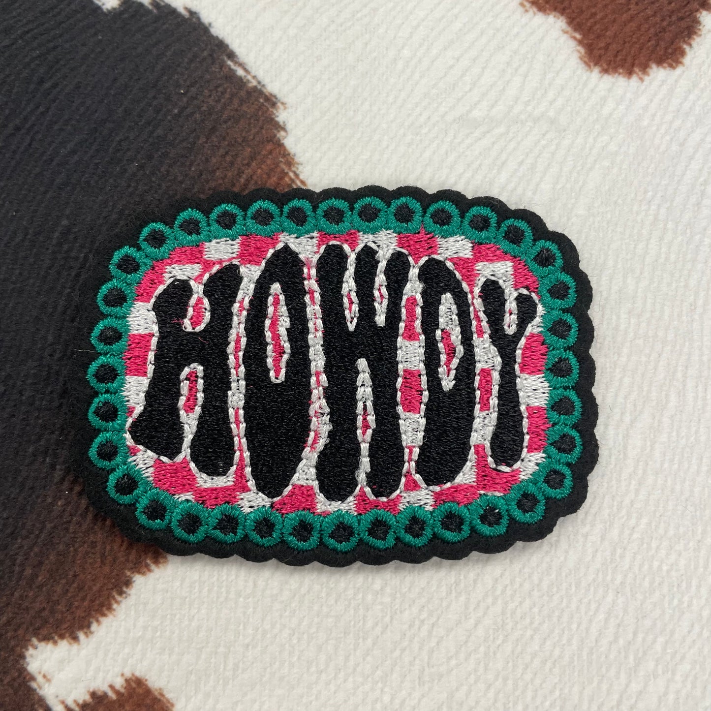 Howdy Buckle- 2.6" wide Embroidery Patch