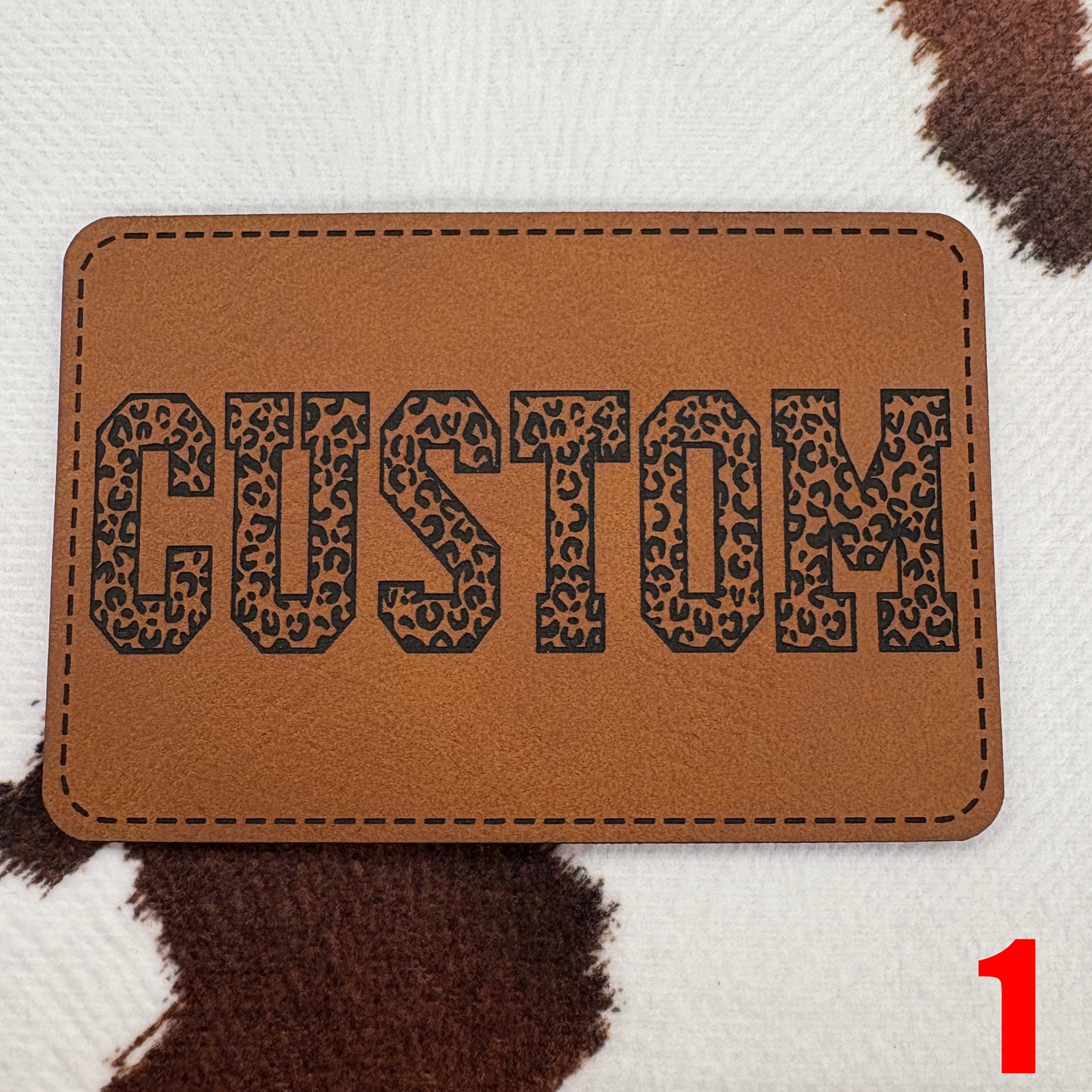 Patterned Custom Name Patch- 3” wide x 2” tall Leatherette Patch