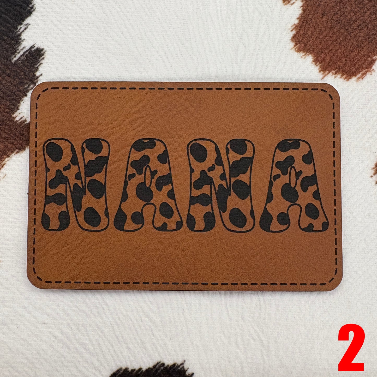Patterned Custom Name Patch- 3” wide x 2” tall Leatherette Patch