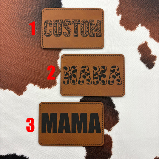 Patterned Custom Name Patch- 3” wide x 2” tall Leatherette Patch
